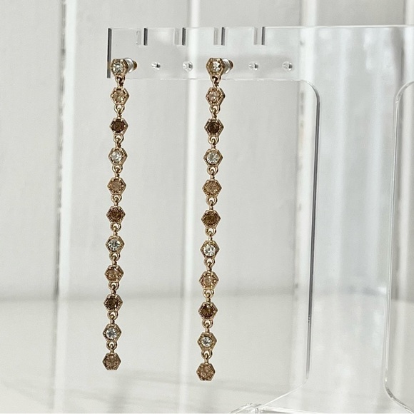Gold Rhinestone Shoulder Duster Earrings - Picture 5 of 10